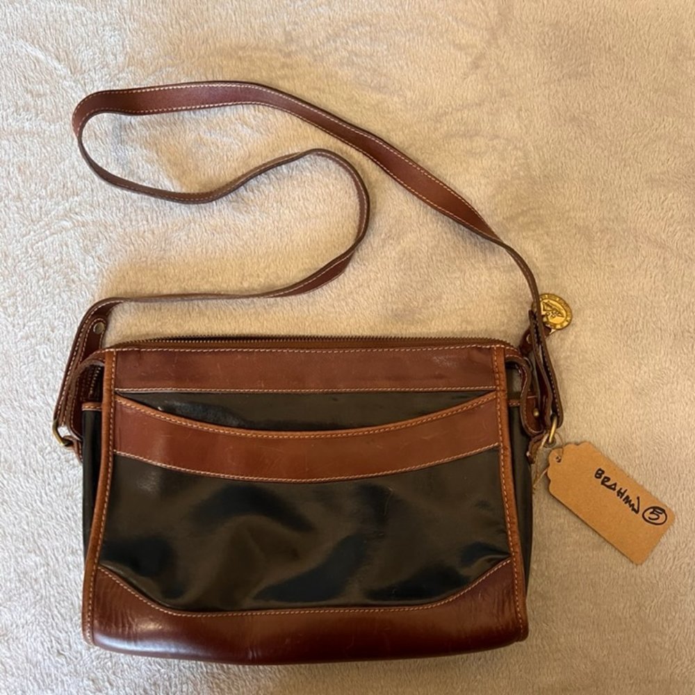 Brahmin Two Tone Black and Brown Leather Crossbody